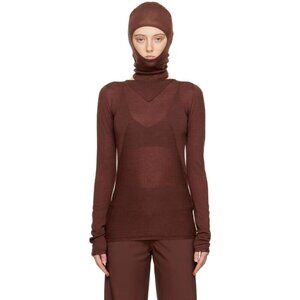 Rick Owens Long Sleeve Column Knit Macassar XS Brown Strobe F/W 22 NWT